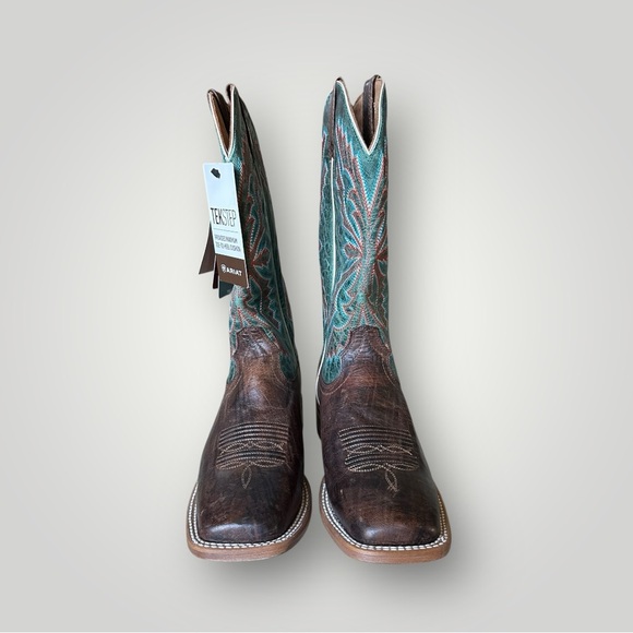 Ariat Sting Brown and Teal Western Cowboy Boots Men’s 8 EE (Double Wide) - Picture 2 of 10